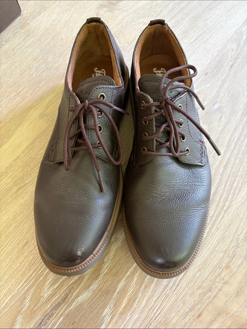 Kids Brown Leather Lace-Up Dress Shoes